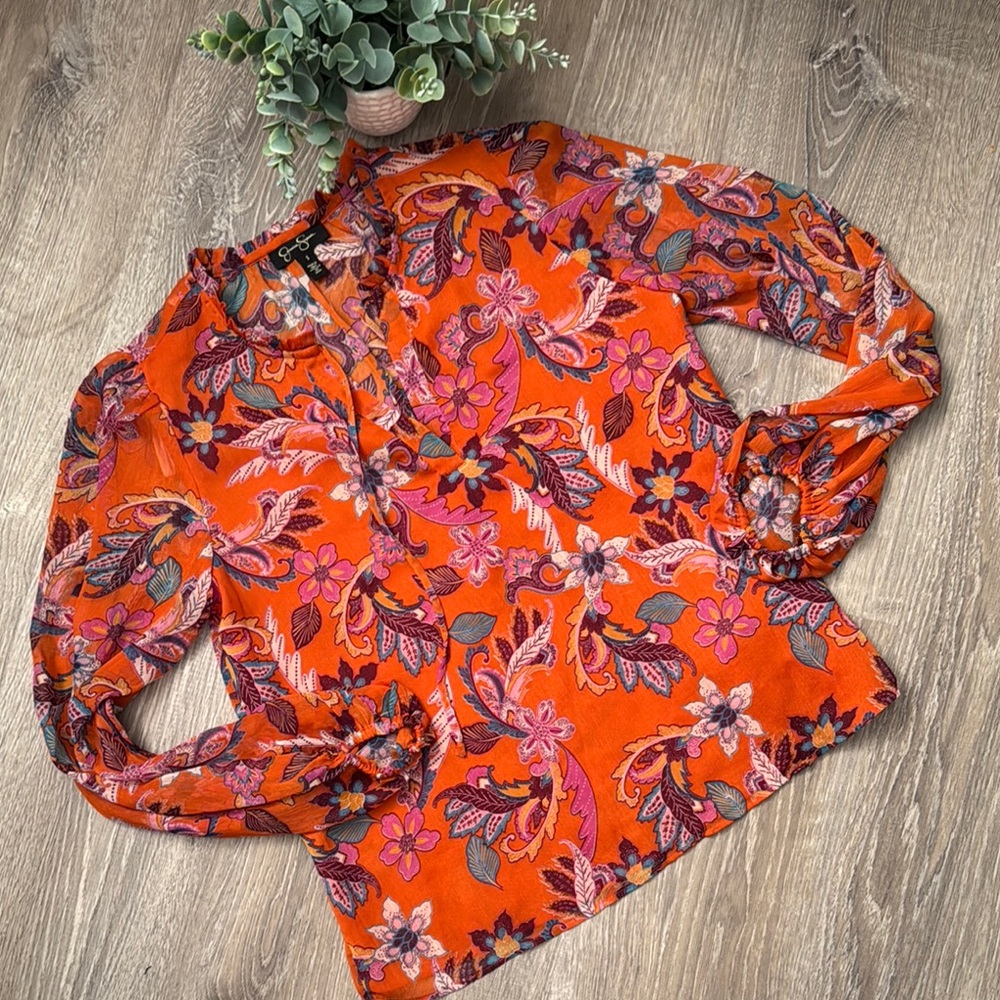 Jessica Simpson Floral Orange Women's Top